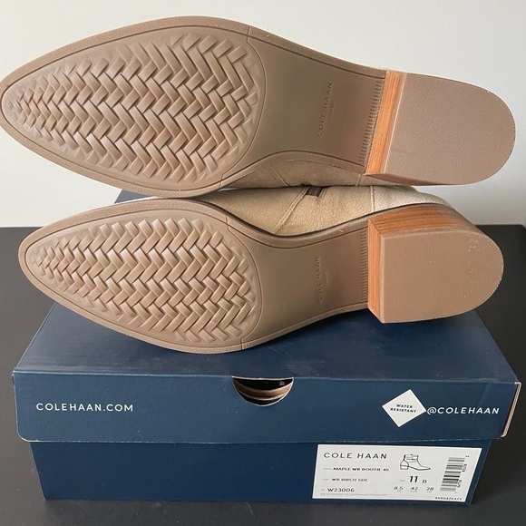 Nib Cole Haan Ankle Booties Maple WR Birch Beige Suede - Picture 12 of 12